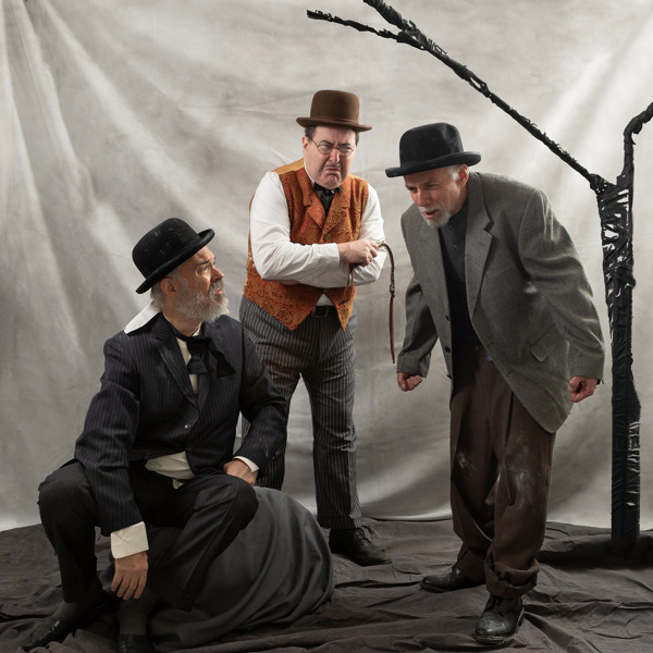 Shane Baker, Allen Lewis Rickman och Michael Wex i I väntan på Godot.