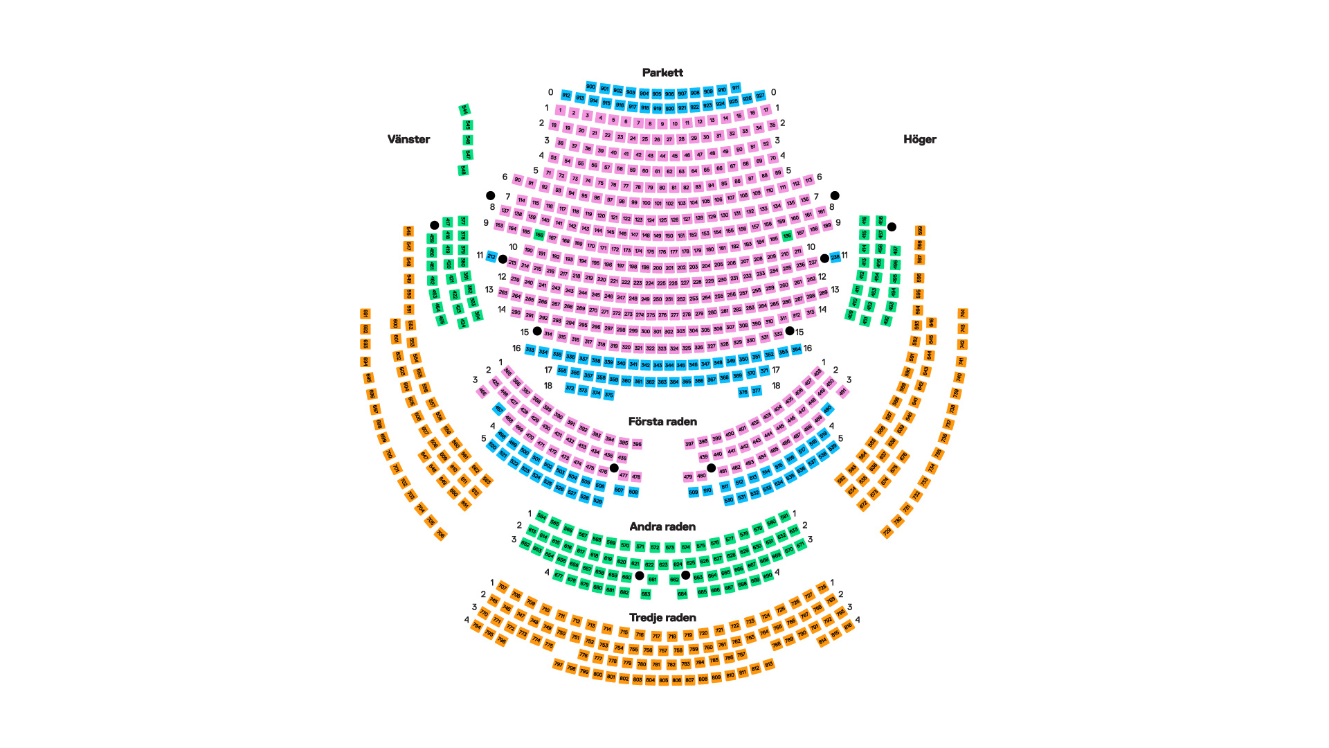 Salongskarta över Stora scenen.